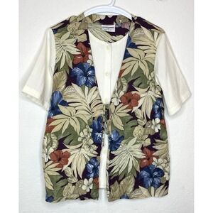 Vintage Grandmacore Alfred Dunner‎ Vest Shirt 10 Floral USA Button Up 90s
